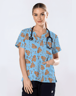 Cute Holiday Cookies Nurse Medical Scrub Top - Scrubloop