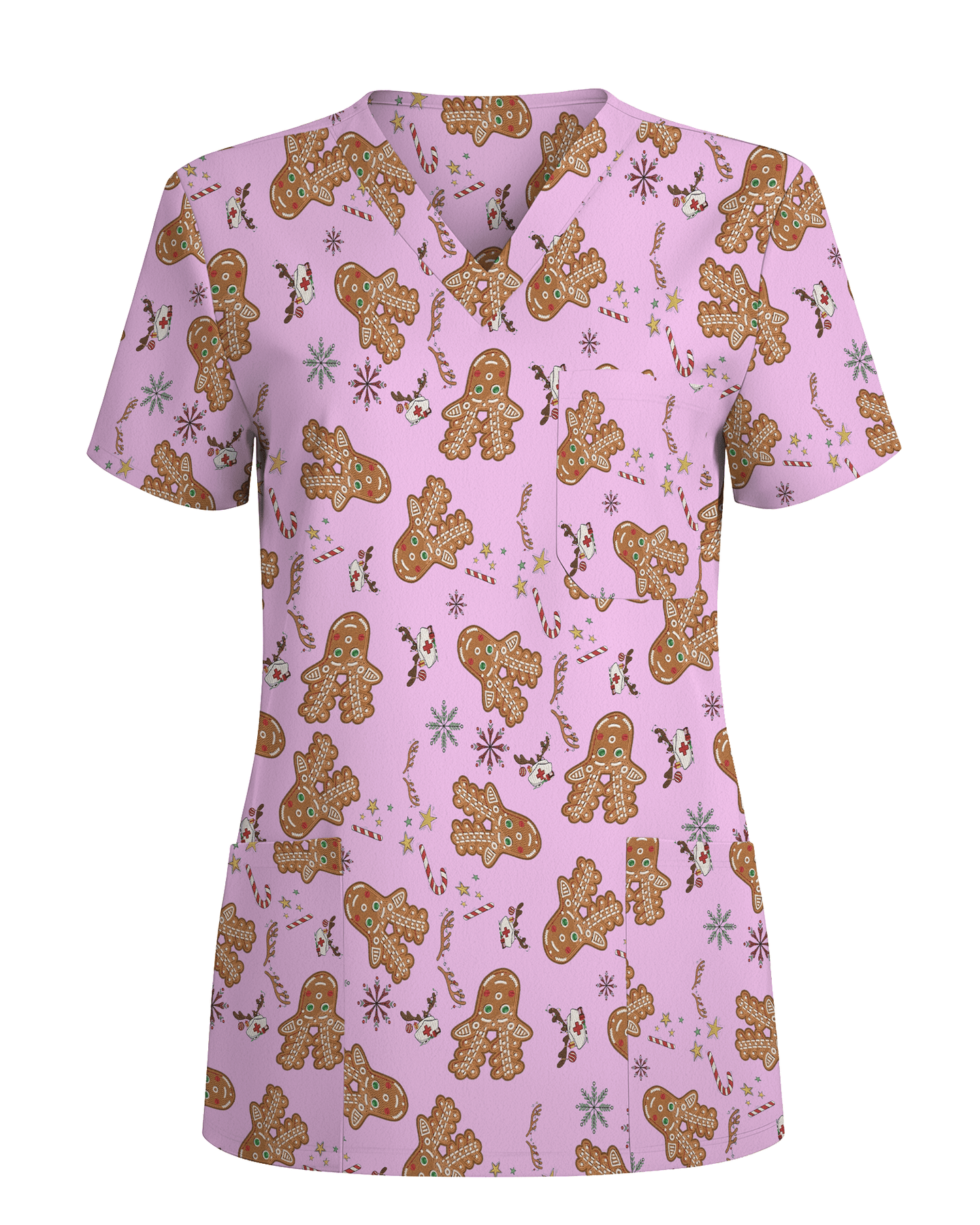 Cute Holiday Cookies Nurse Medical Scrub Top - Scrubloop