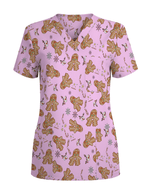 Cute Holiday Cookies Nurse Medical Scrub Top - Scrubloop