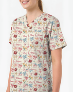 Cute Mother's Day Faith Floral Medical Scrub Top - Scrubloop