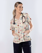 Cute Mother's Day Faith Floral Medical Scrub Top - Scrubloop