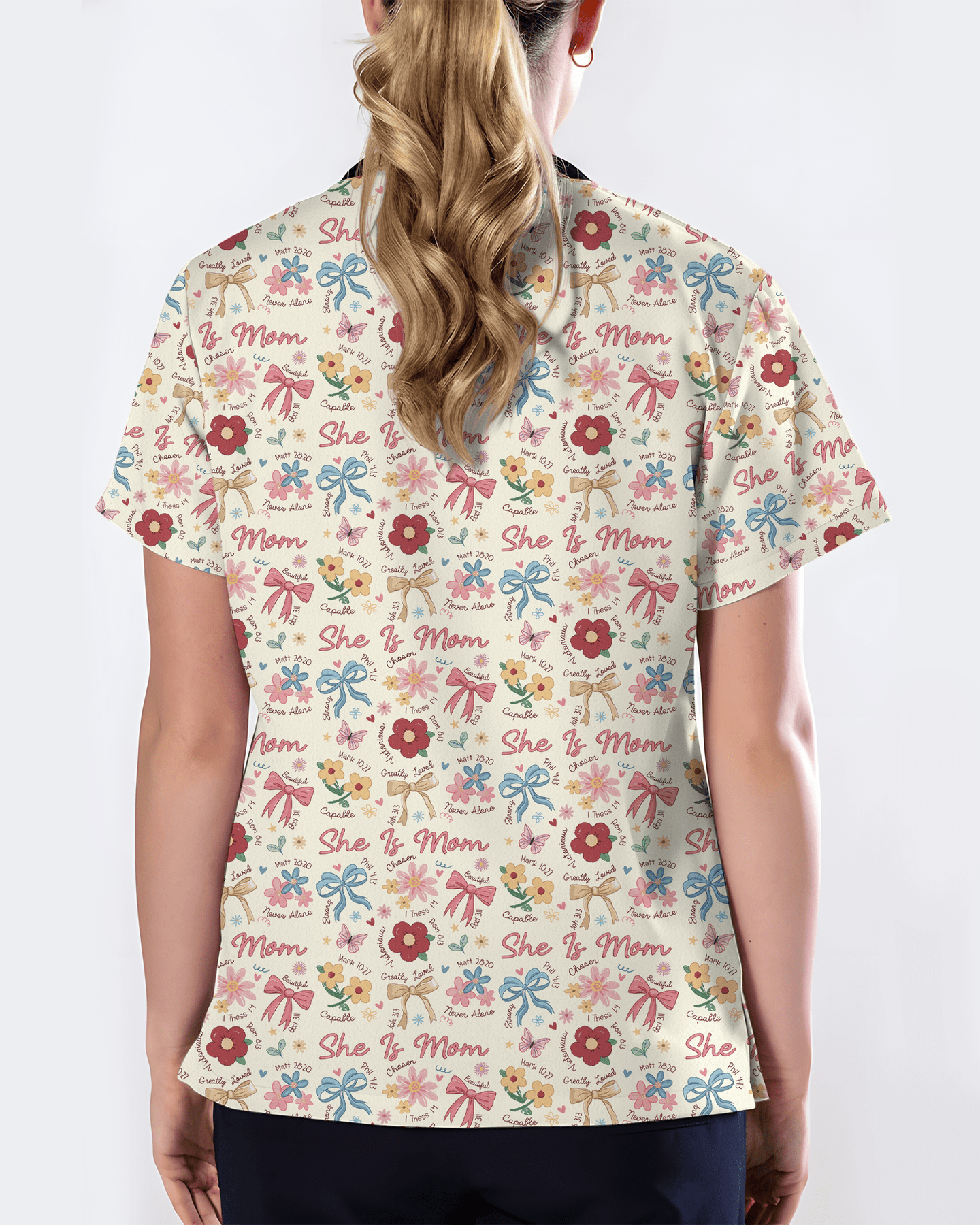Cute Mother's Day Faith Floral Medical Scrub Top - Scrubloop