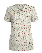 Cute Nurse Cat Christmas Medical Scrub Top - Scrubloop