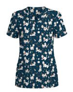 Cute Nurse Cat Christmas Medical Scrub Top - Scrubloop
