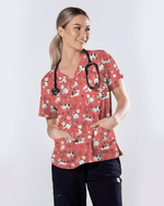 Cute Nurse Cat Christmas Medical Scrub Top - Scrubloop