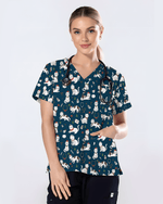 Cute Nurse Cat Christmas Medical Scrub Top - Scrubloop