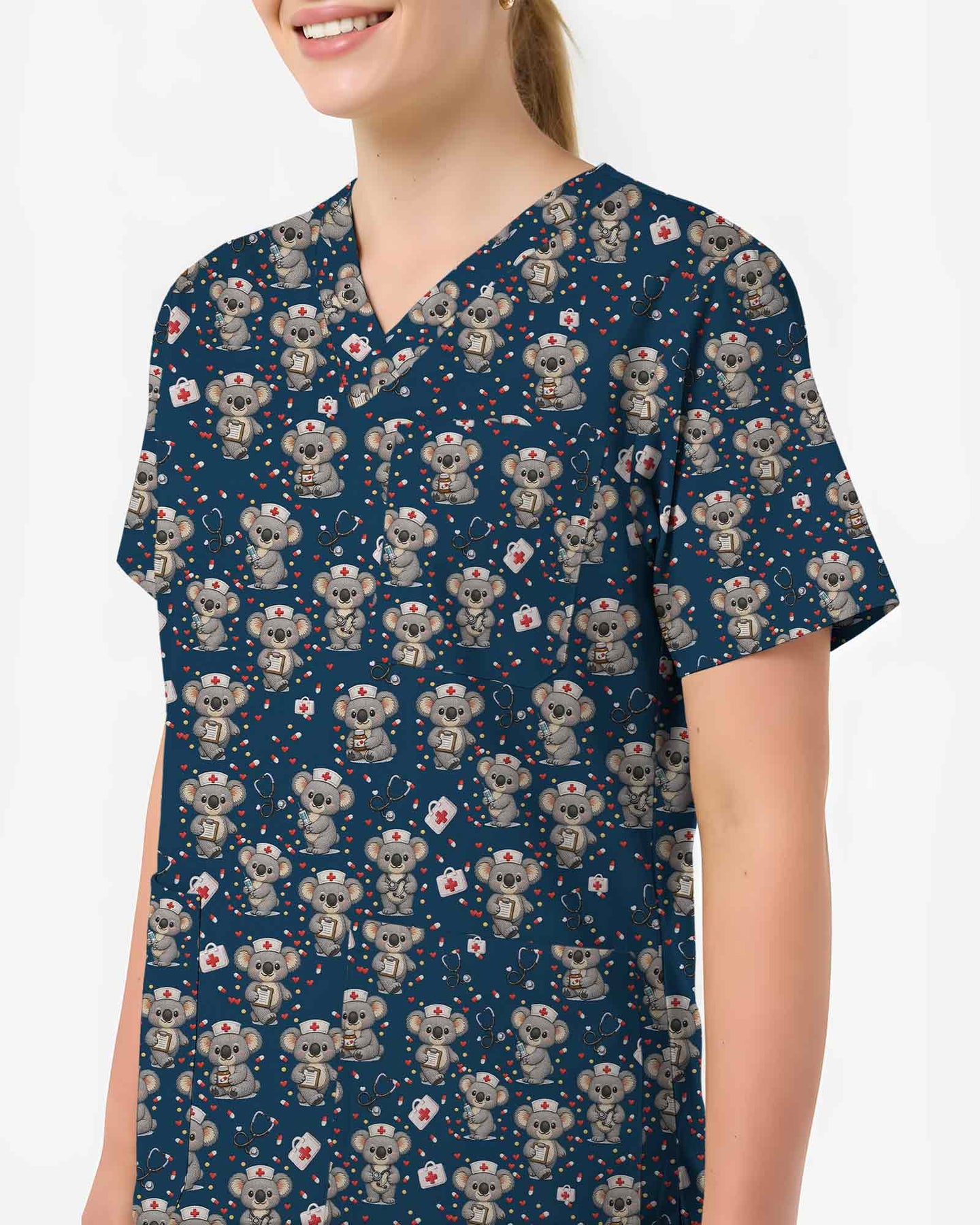 Cute Nurse Koala Medical Scrub Top - Scrubloop