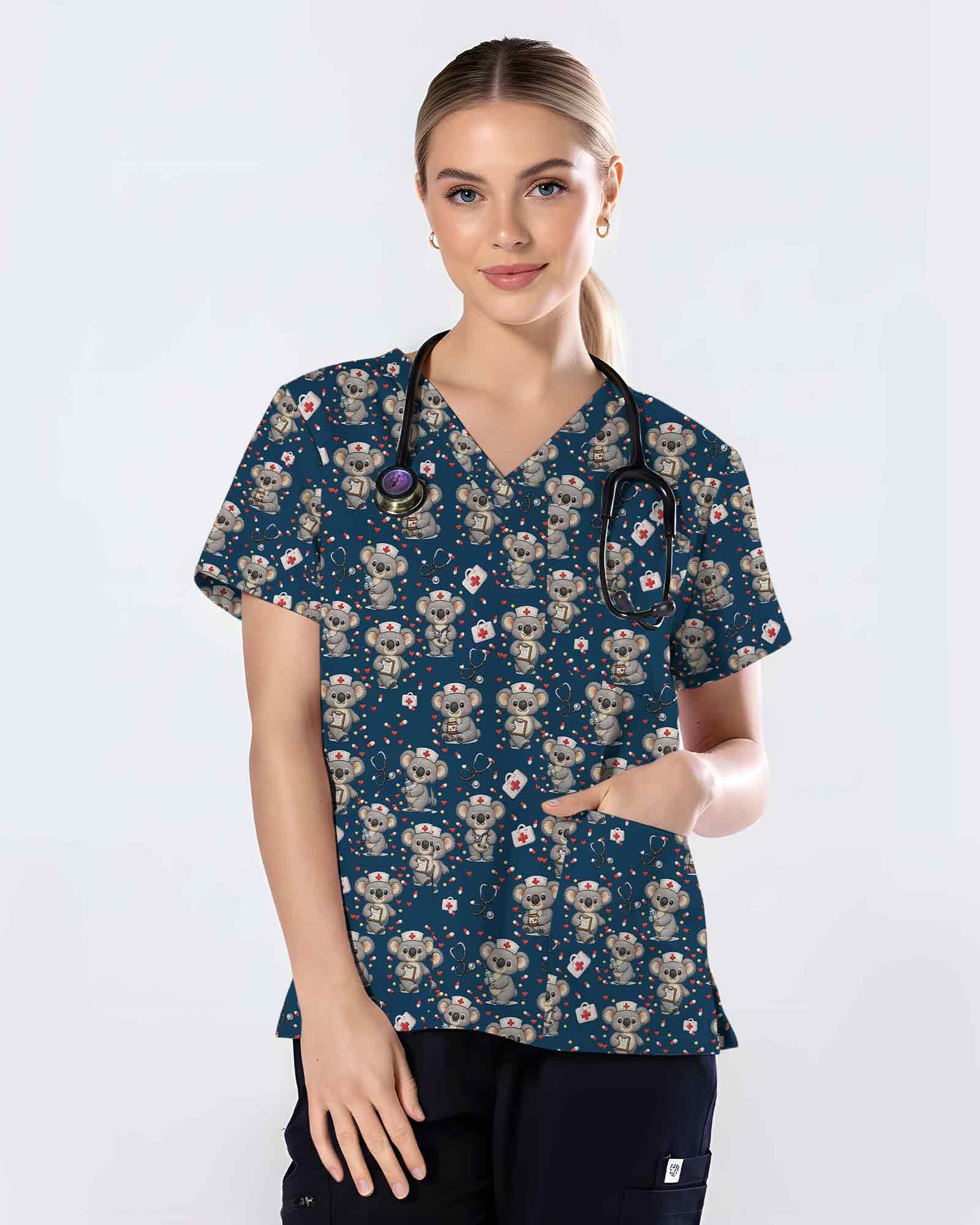 Cute Nurse Koala Medical Scrub Top - Scrubloop