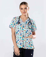 Cute Nurse Life Medical Essentials Print Scrub Top - Scrubloop