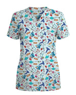 Cute Nurse Life Medical Essentials Print Scrub Top - Scrubloop