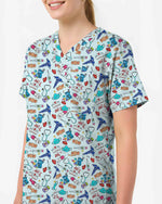 Cute Nurse Life Medical Essentials Print Scrub Top - Scrubloop