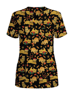 Cute Orange Cat Christmas Medical Nurse Scrub Top - Scrubloop