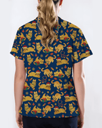 Cute Orange Cat Christmas Medical Nurse Scrub Top - Scrubloop