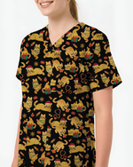 Cute Orange Cat Christmas Medical Nurse Scrub Top - Scrubloop