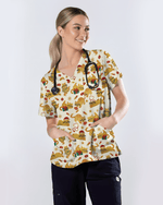 Cute Orange Cat Christmas Medical Nurse Scrub Top - Scrubloop