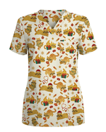 Cute Orange Cat Christmas Medical Nurse Scrub Top - Scrubloop