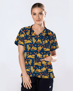 Cute Orange Cat Christmas Medical Nurse Scrub Top - Scrubloop