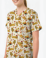 Cute Orange Cat Christmas Medical Nurse Scrub Top - Scrubloop