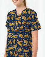 Cute Orange Cat Christmas Medical Nurse Scrub Top - Scrubloop