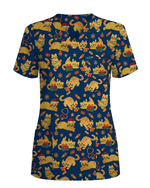 Cute Orange Cat Christmas Medical Nurse Scrub Top - Scrubloop