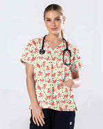Cute Pink Cat Scrub Top - Scrubloop