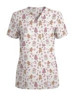 Cute Pink Christmas Vintage Santa Nurse Scrub Top - Scrubloop