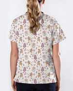 Cute Pink Christmas Vintage Santa Nurse Scrub Top - Scrubloop