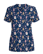 Cute Pink Christmas Vintage Santa Nurse Scrub Top - Scrubloop
