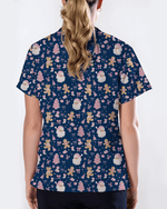 Cute Pink Christmas Vintage Santa Nurse Scrub Top - Scrubloop