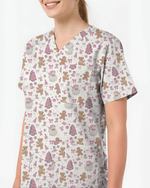 Cute Pink Christmas Vintage Santa Nurse Scrub Top - Scrubloop