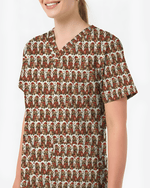 Cute Raccoon Christmas Medical Nurse Scrub Top - Scrubloop