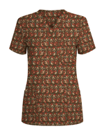 Cute Raccoon Christmas Medical Nurse Scrub Top - Scrubloop