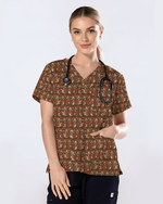 Cute Raccoon Christmas Medical Nurse Scrub Top - Scrubloop