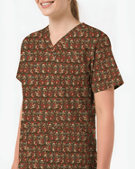 Cute Raccoon Christmas Medical Nurse Scrub Top - Scrubloop