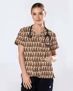 Cute Raccoon Christmas Medical Nurse Scrub Top - Scrubloop