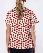 Cute Red Ladybug Heart Nursing Scrub Top - Scrubloop