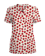 Cute Red Ladybug Heart Nursing Scrub Top - Scrubloop