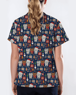 Cute Reindeer and Santa Teeth Holiday Dental Scrub Top - Scrubloop