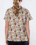 Cute Reindeer and Santa Teeth Holiday Dental Scrub Top - Scrubloop