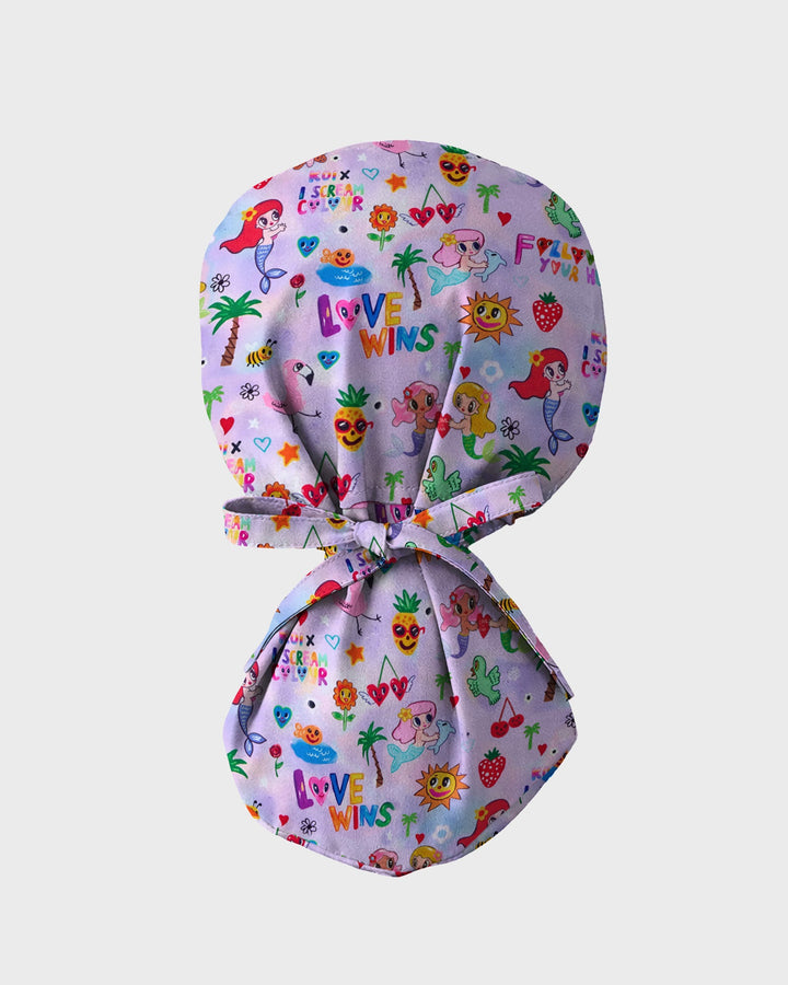 Cute Retro Doodles Scrub Cap