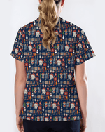 Cute Santa Teeth and Tooth Fairy Medical Scrub Top - Scrubloop