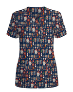 Cute Santa Teeth and Tooth Fairy Medical Scrub Top - Scrubloop