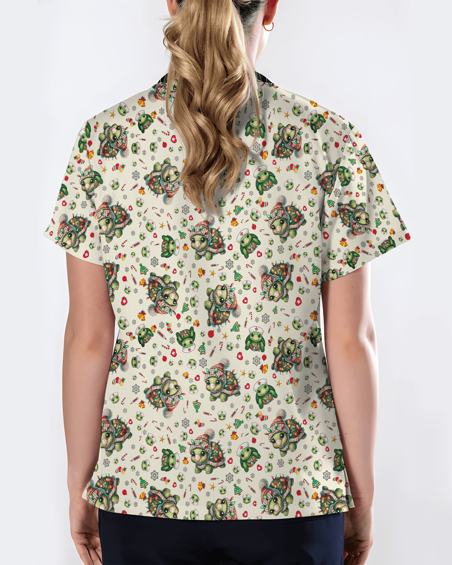 Cute Sea Turtle Nurse Christmas Scrub Top - Scrubloop