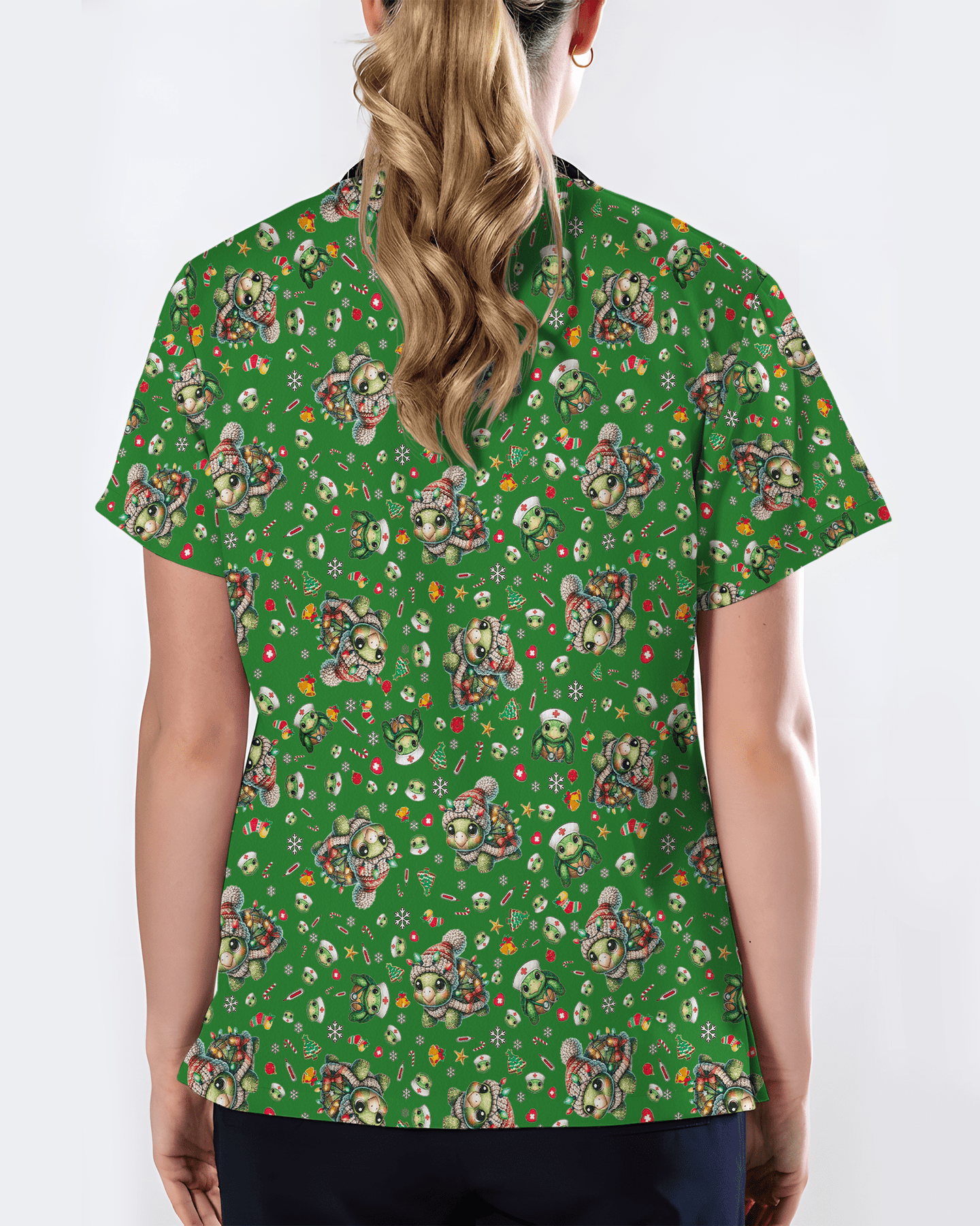 Cute Sea Turtle Nurse Christmas Scrub Top - Scrubloop