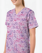 Cute Smiley Medical Icons Nurse Scrub Top - Scrubloop