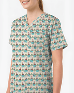 Cute Snowman Christmas Medical Nurse Scrub Top - Scrubloop