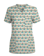 Cute Snowman Christmas Medical Nurse Scrub Top - Scrubloop