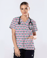 Cute Snowman Christmas Medical Nurse Scrub Top - Scrubloop