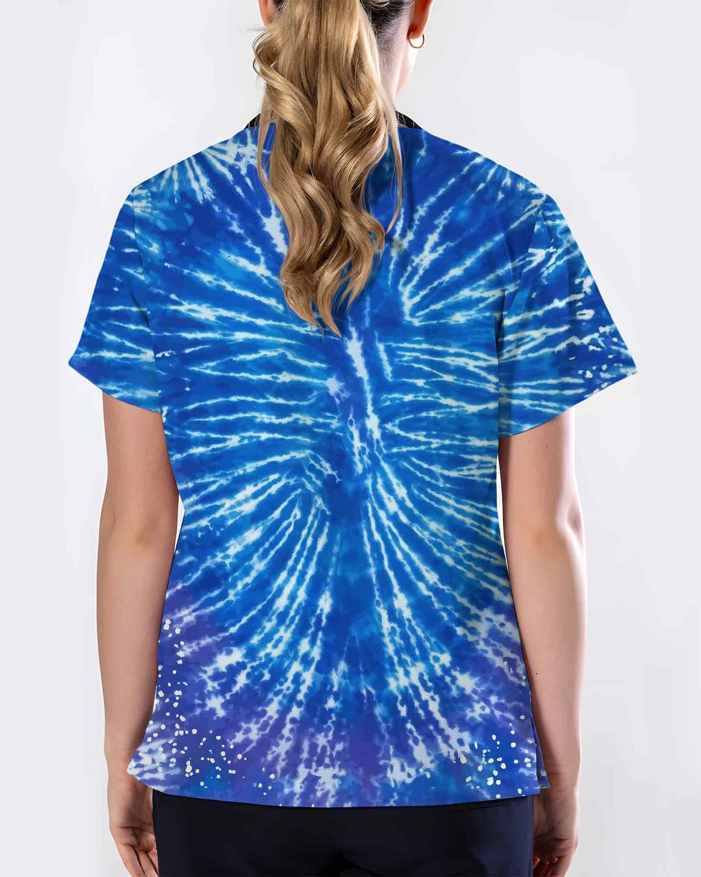 Cute Tie Dye Bunny Scrub Top - Scrubloop