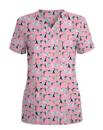 Cute Veterinary Face Mask Cat Nursing Scrub Top - Scrubloop